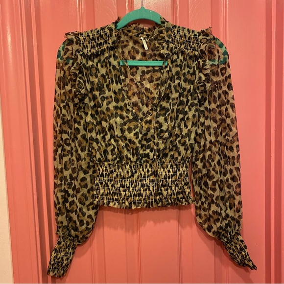 Free People Printed Twyla Leopard Combo Top - Picture 3 of 5